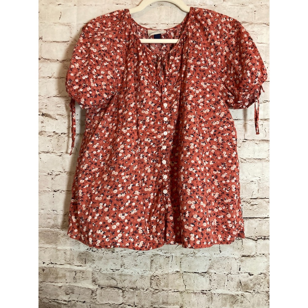 Universal Thread Peasant Top Large Dark Salmon Di… - image 1